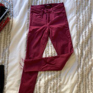 JBRAND cranberry skinny leg raw ankle